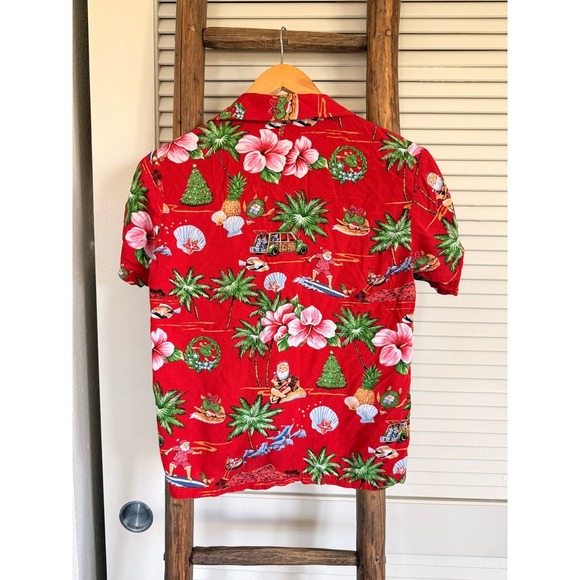 Hawaiian Reserve Collection Christmas Hawaiian Shirt Red Size 12 - Picture 2 of 5